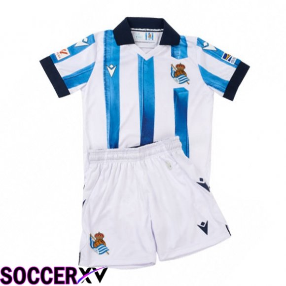 Real Sociedad Kids Soccer Jersey Home Blue White 2023/2024