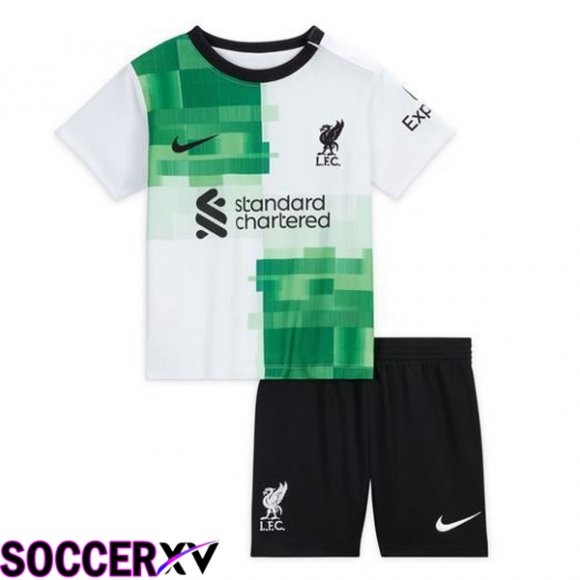 FC Liverpool Kids Soccer Jersey Away White Green 2023/2024