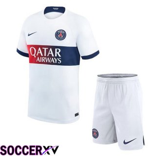 Paris PSG Kids Soccer Jersey Away White 2023/2024