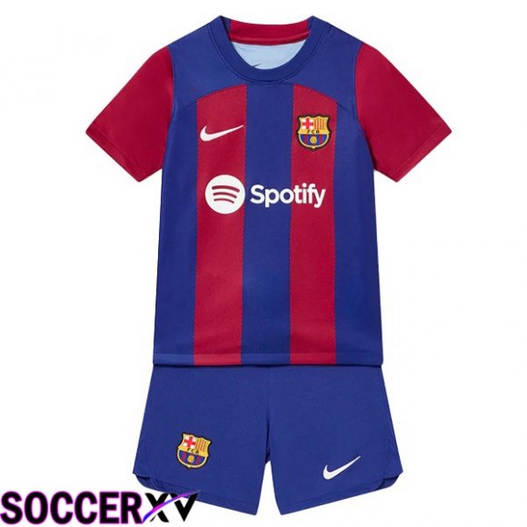 FC Barcelona Kids Soccer Jersey Home Blue Red 2023/2024