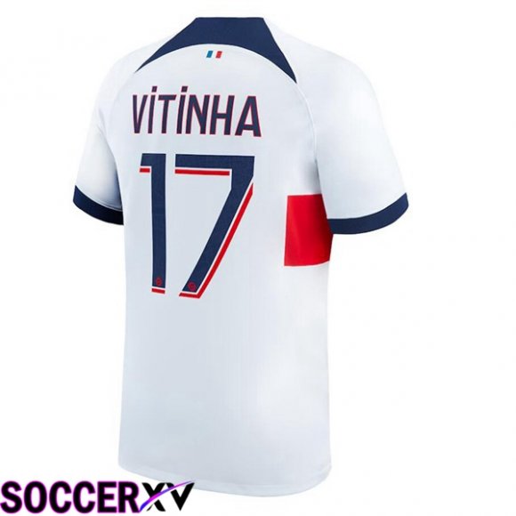 Paris PSG (Vitinha 17) Soccer Jersey Away White 2023/2024