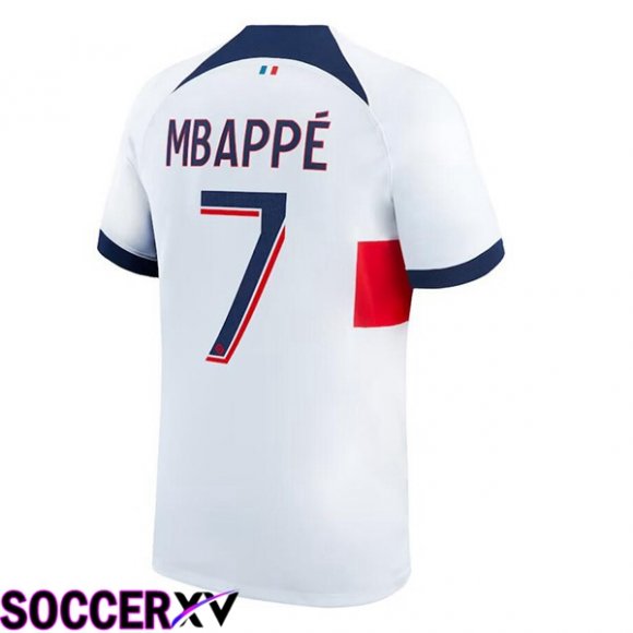 Paris PSG (Mbappé 7) Soccer Jersey Away White 2023/2024