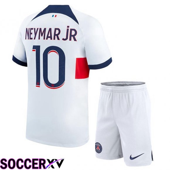 Paris PSG (Neymar Jr 10) Kids Soccer Jersey Away White 2023/2024