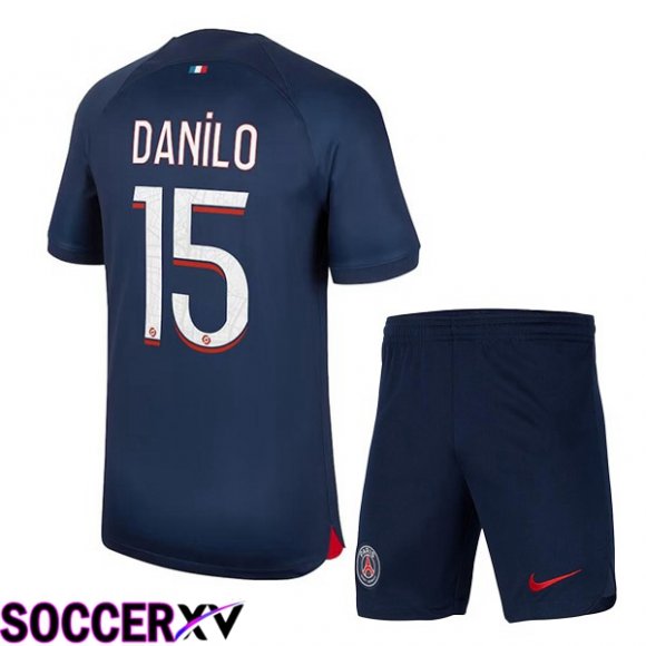 Paris PSG (Danilo 15) Kids Soccer Jersey Home Royal Bluee 2023/2024