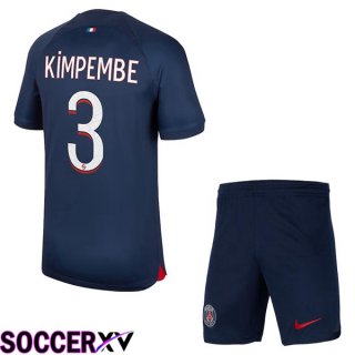 Paris PSG (Kimpembe 3) Kids Soccer Jersey Home Royal Bluee 2023/2024