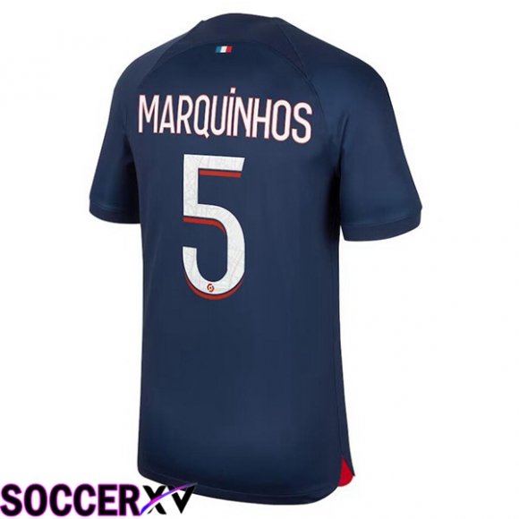 Paris PSG (Marquinhos 5) Soccer Jersey Home Royal Bluee 2023/2024