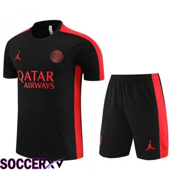 Paris PSG Training T Shirt + Shorts Black 2023/2024