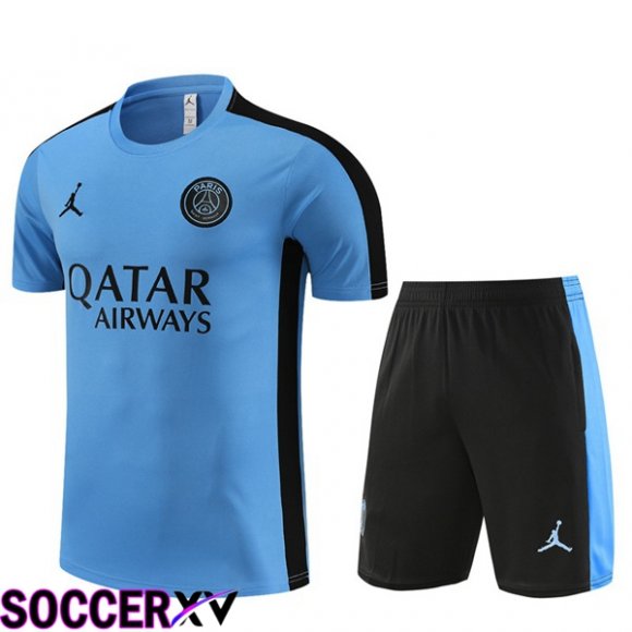 Paris PSG Training T Shirt + Shorts Blue 2023/2024