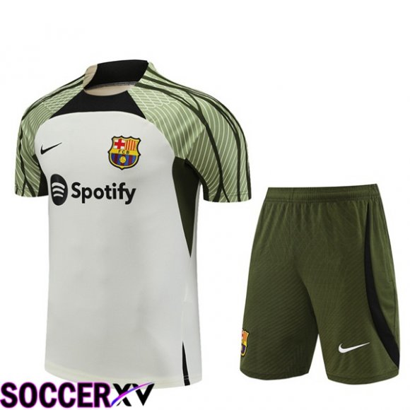 FC Barcelona Training T Shirt + Shorts White 2023/2024