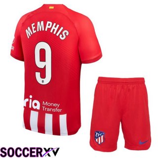 Atletico Madrid (Memphis 9) Kids Soccer Jersey Home Red 2023/2024