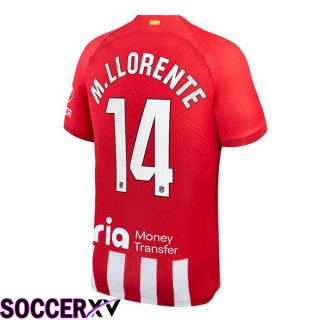 Atletico Madrid (M. Llorente 14) Soccer Jersey Home Red 2023/2024