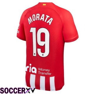 Atletico Madrid (Morata 19) Soccer Jersey Home Red 2023/2024