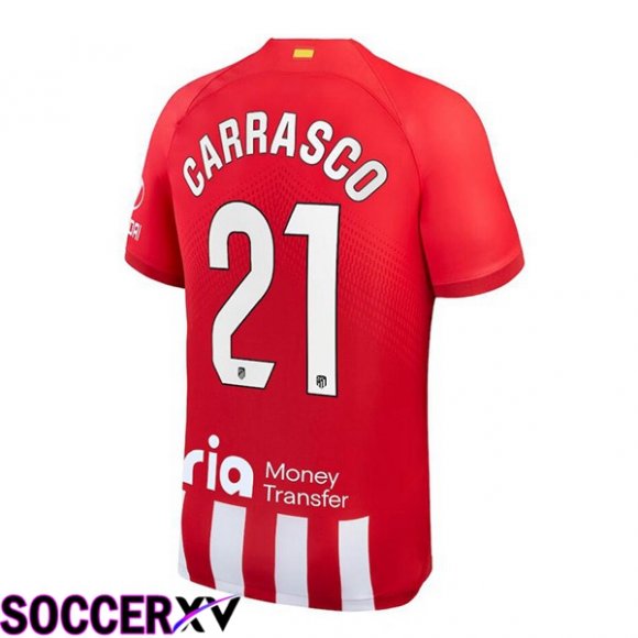 Atletico Madrid (Carrasco 21) Soccer Jersey Home Red 2023/2024