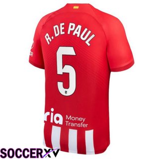 Atletico Madrid (R. De Paul 5) Soccer Jersey Home Red 2023/2024