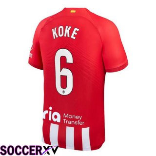 Atletico Madrid (Koke 6) Soccer Jersey Home Red 2023/2024