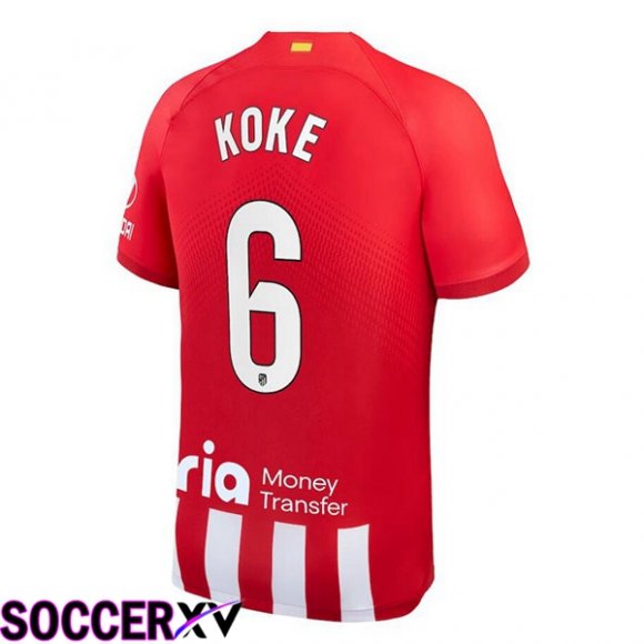 Atletico Madrid (Koke 6) Soccer Jersey Home Red 2023/2024