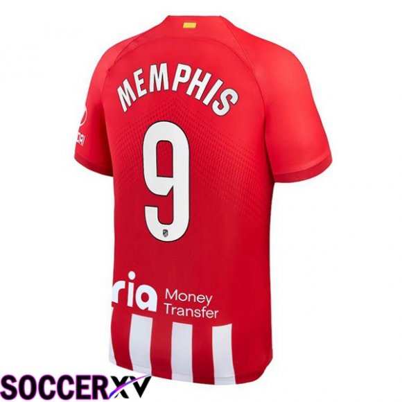 Atletico Madrid (Memphis 9) Soccer Jersey Home Red 2023/2024