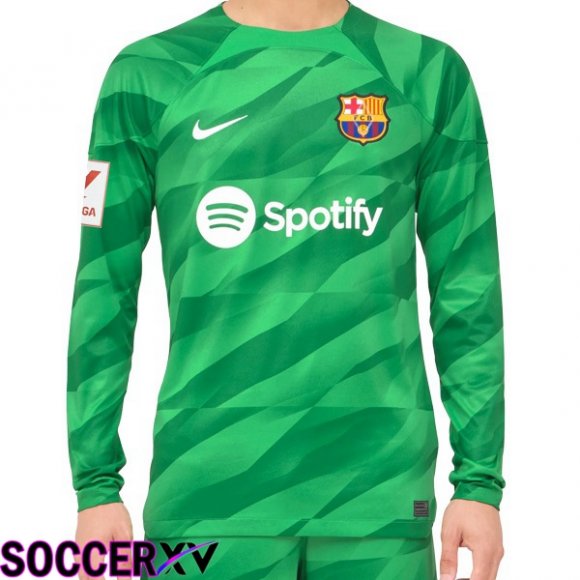 FC Barcelona Soccer Jersey Goalkeeper Long Sleeve Green 2023/2024