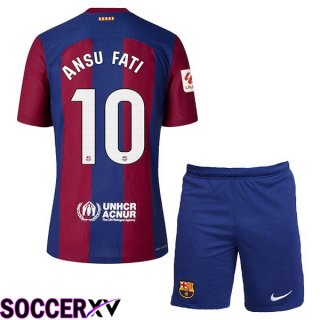 FC Barcelona (ANSU FATI 10) Kids Soccer Jersey Home Blue Red 2023/2024