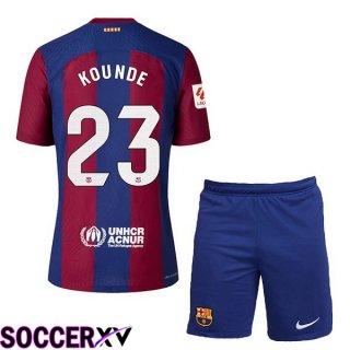 FC Barcelona (KOUNDE 23) Kids Soccer Jersey Home Blue Red 2023/2024