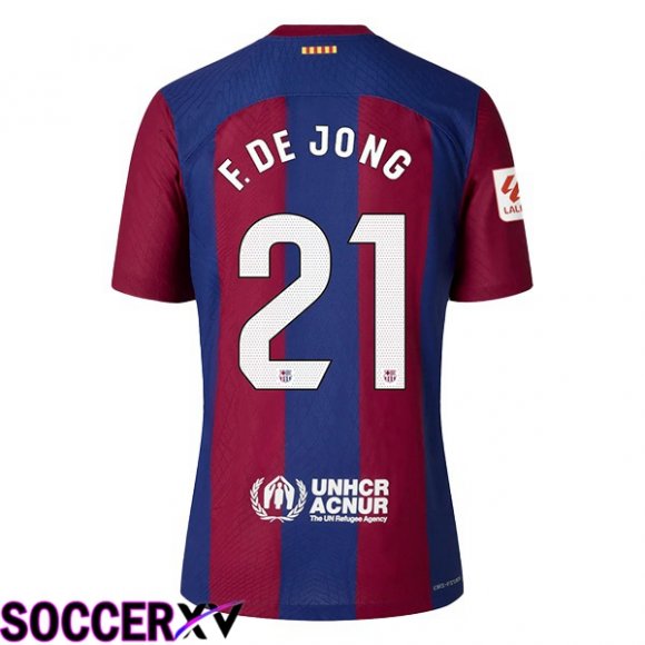 FC Barcelona (F. De JONG 21) Soccer Jersey Home Blue Red 2023/2024