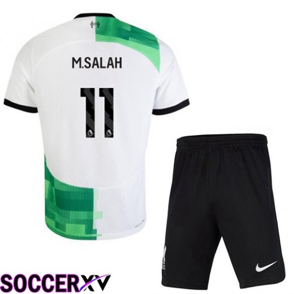 FC Liverpool (M.SALAH 11) Kids Soccer Jersey Away White Green 2023/2024