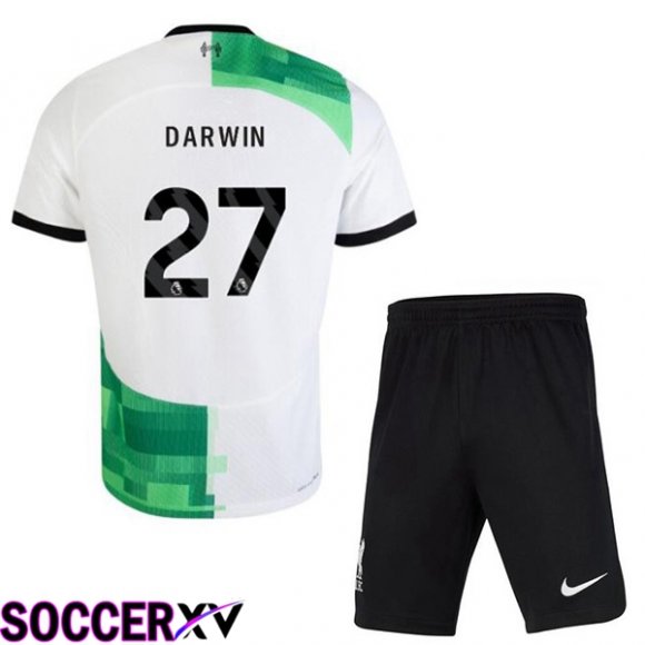 FC Liverpool (DARWIN 27) Kids Soccer Jersey Away White Green 2023/2024