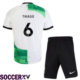 FC Liverpool (THIAGO 6) Kids Soccer Jersey Away White Green 2023/2024