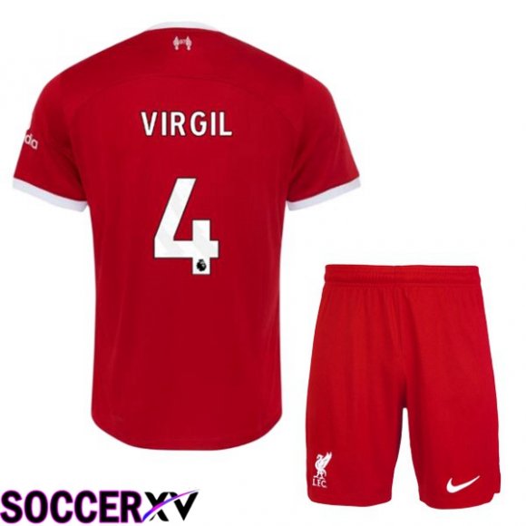 FC Liverpool (VIRGIL 4) Kids Soccer Jersey Home Red 2023/2024