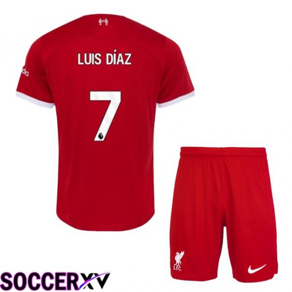 FC Liverpool (LUIS DÍAZ 7) Kids Soccer Jersey Home Red 2023/2024