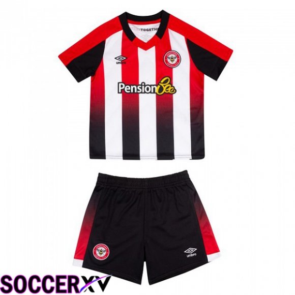 Brentford FC Kids Soccer Jersey Home Red White 2023/2025