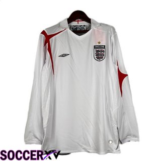 England Retro Soccer Jersey Home Long Sleeve White 2006