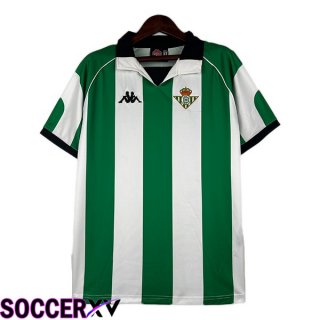 Real Betis Retro Soccer Jersey Home White Green 1998-1999