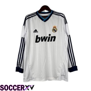 Real Madrid Retro Soccer Jersey Home Long Sleeve White 2012-2013