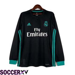 Real Madrid Retro Long Sleeve Soccer Jersey Away Black 2017-2018