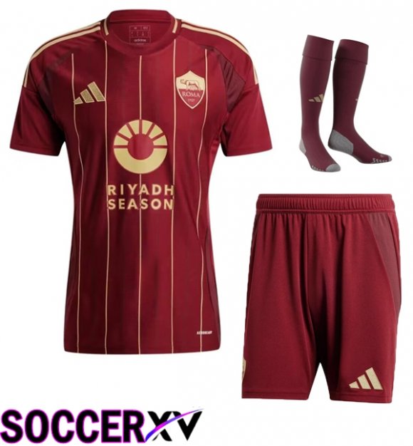 AS Rome Home kit Soccer Jersey (Shorts + Socks) 2024/2025