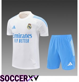 Real Madrid Kids kit Training T Shirt White/Blue 2025/2026 -02