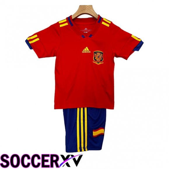 Spain Retro Kids Home Soccer Jersey 2010