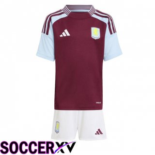 Aston Villa Kids Home Soccer Jersey Red 2024/2025