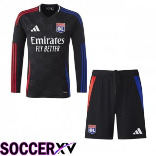 lyon OL Kids Away Soccer Jersey Long sleeve Black 2024/2025