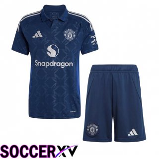 Manchester United Kids Away Soccer Jersey Blue 2024/2025