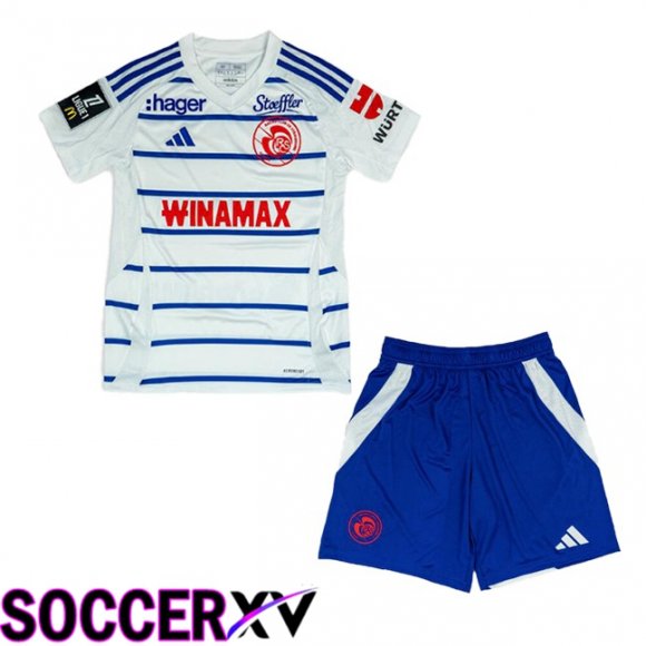 RC Strasbourg Alsace Kids Away Soccer Jersey White 2024/2025