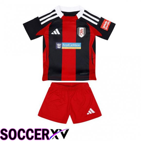 Fulham FC Kids Away Soccer Jersey Red Black 2024/2025