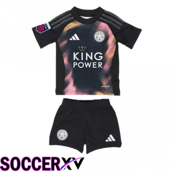 Leicester City Kids Away Soccer Jersey Black 2024/2025