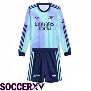 Arsenal Kids Third Soccer Jersey Long sleeve Blue 2024/2025