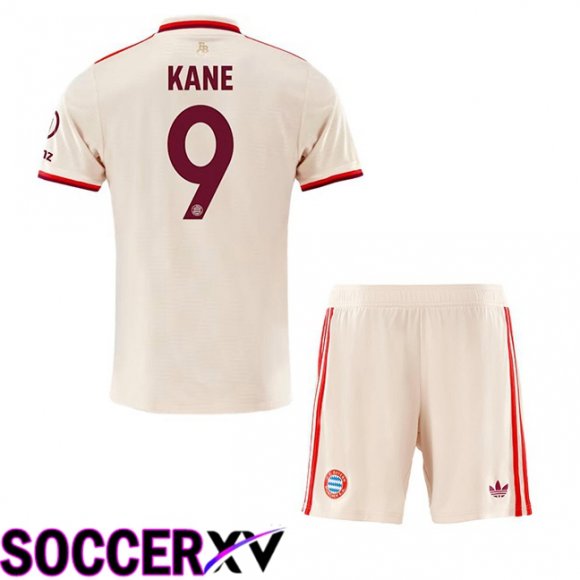 Bayern Munich (Kane 9) Kids Third Soccer Jersey Yellow 2024/2025