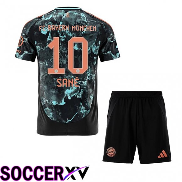 Bayern Munich (Sané 10) Kids Away Soccer Jersey Black 2024/2025