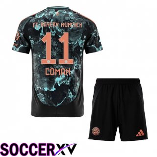 Bayern Munich (Coman 11) Kids Away Soccer Jersey Black 2024/2025