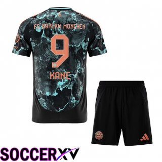 Bayern Munich (Kane 9) Kids Away Soccer Jersey Black 2024/2025