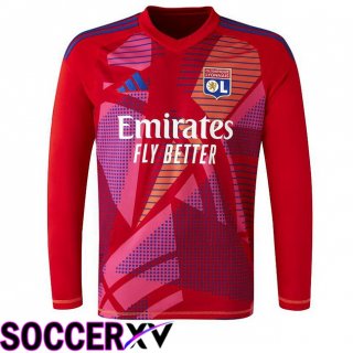 lyon OL Goalkeeper Soccer Jersey Long sleeve Red 2024/2025